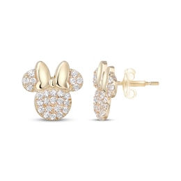 Children's Minnie Mouse Cubic Zirconia Stud Earrings 14K Yellow Gold
