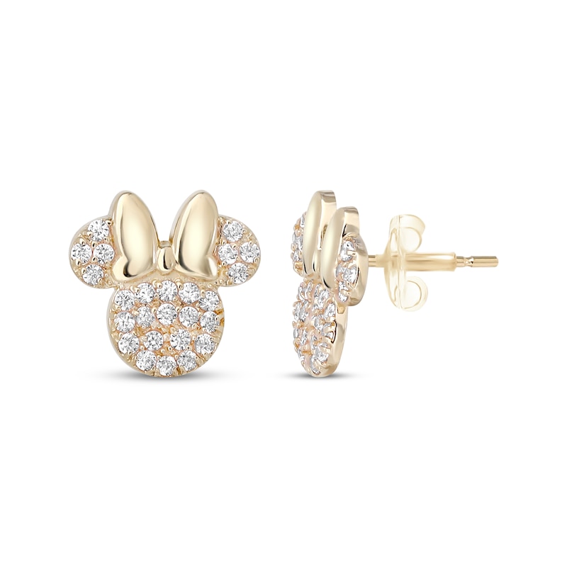 Main Image 1 of Children's Minnie Mouse Cubic Zirconia Stud Earrings 14K Yellow Gold