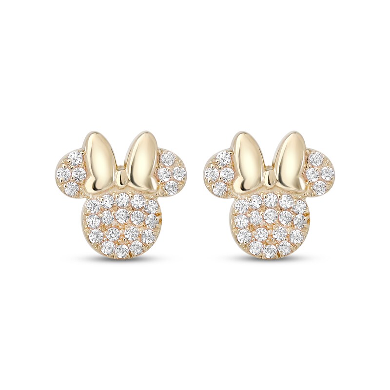 Main Image 2 of Children's Minnie Mouse Cubic Zirconia Stud Earrings 14K Yellow Gold