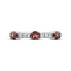 Thumbnail Image 3 of Sideways Oval-Cut Garnet & Diamond Station Ring 1/10 ct tw Sterling Silver