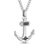 Thumbnail Image 2 of Men's Black Diamond Anchor Necklace 3/4 ct tw Stainless Steel 24"