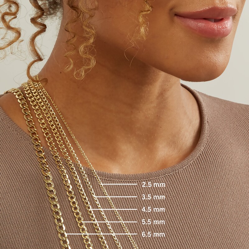 Main Image 2 of Diamond-Cut Square Curb Chain Necklace 4.85mm Solid Sterling Silver 20"