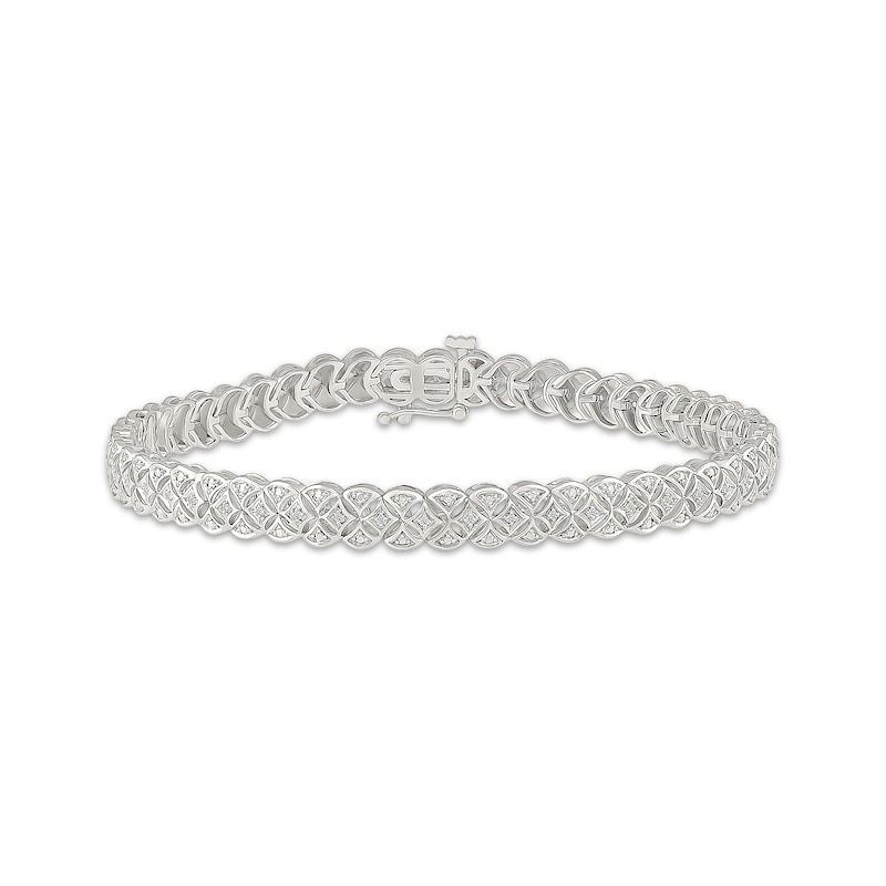 Main Image 1 of Diamond Circle Link Bracelet 1/6 ct tw Sterling Silver 7"