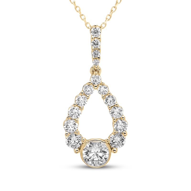 Main Image 1 of Diamond Teardrop Necklace 1/2 ct tw 10K Yellow Gold 18"
