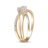 Thumbnail Image 2 of Pear-Shaped Natural Opal & Diamond Crossover Ring 1/6 ct tw 10K Yellow Gold