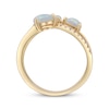 Thumbnail Image 3 of Pear-Shaped Natural Opal & Diamond Crossover Ring 1/6 ct tw 10K Yellow Gold
