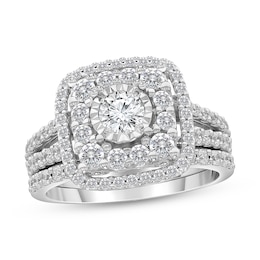 Adore Round-Cut Diamond Halo Bridal Set 2 ct tw 10K White Gold