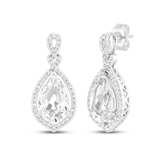 Pear-Shaped White Lab-Created Sapphire Twist Drop Earrings Sterling Silver