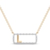Thumbnail Image 1 of Diamond L Initial Rectangle Necklace 1/10 ct tw 10K Yellow Gold 18"