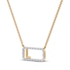 Thumbnail Image 2 of Diamond L Initial Rectangle Necklace 1/10 ct tw 10K Yellow Gold 18"