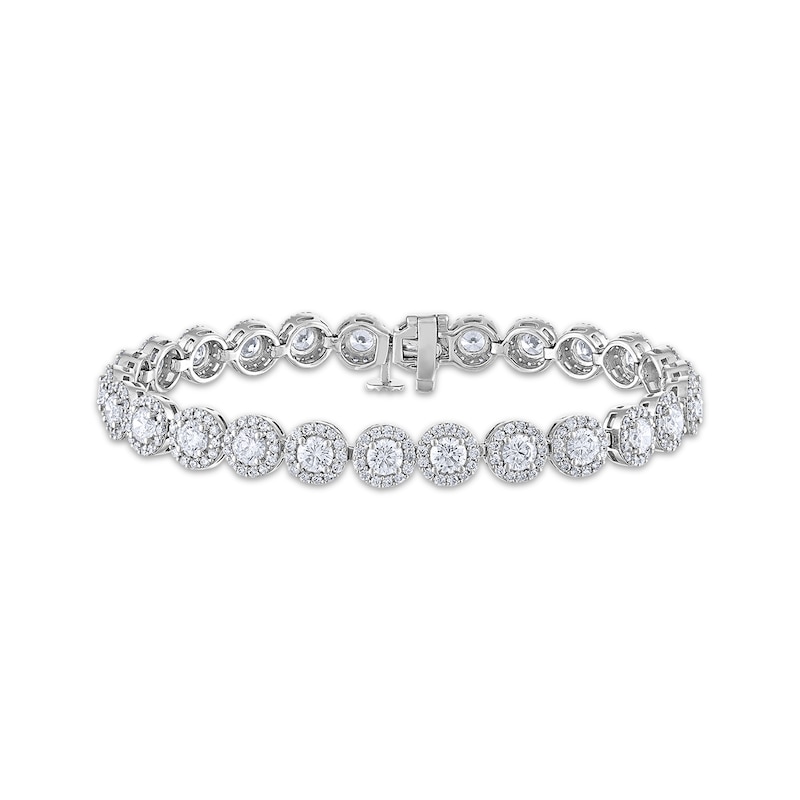 Main Image 1 of Diamond Halo Link Bracelet 5 ct tw 14K White Gold 7"