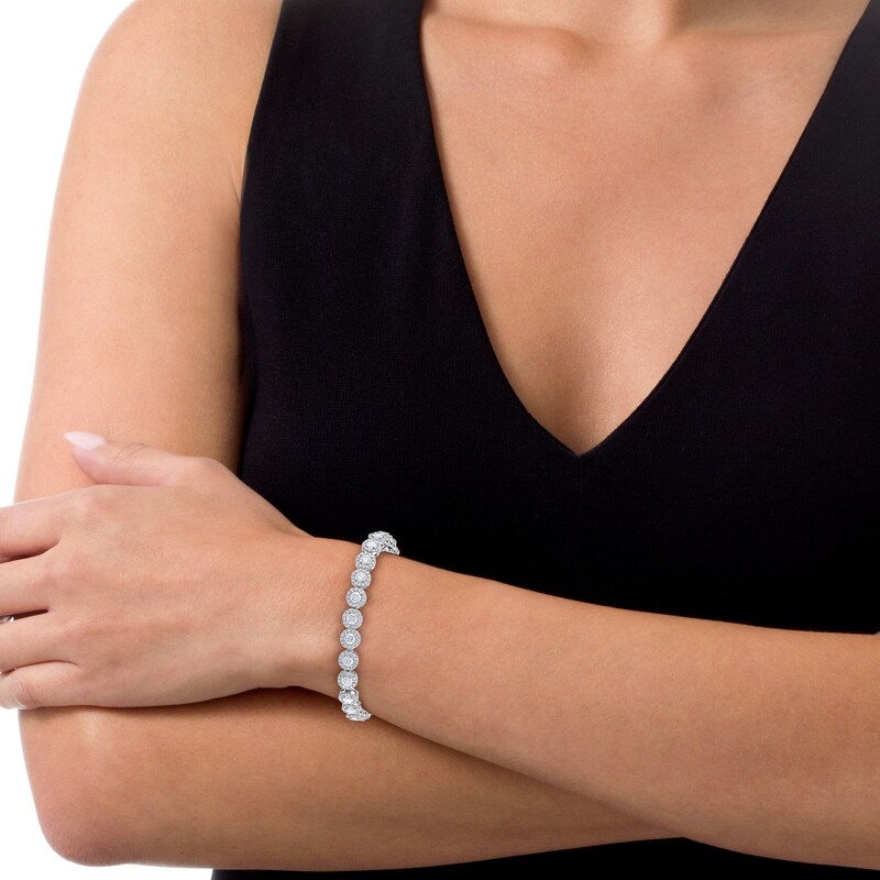 Main Image 4 of Diamond Halo Link Bracelet 5 ct tw 14K White Gold 7"