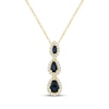 Thumbnail Image 1 of Marquise-Cut & Pear-Shaped Natural Blue Sapphire Diamond Halo Necklace 1/5 ct tw 14K Yellow Gold 18"