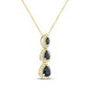 Thumbnail Image 2 of Marquise-Cut & Pear-Shaped Natural Blue Sapphire Diamond Halo Necklace 1/5 ct tw 14K Yellow Gold 18"