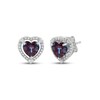 Thumbnail Image 1 of Heart-Shaped Lab-Created Alexandrite & White Lab-Created Sapphire Stud Earrings Sterling Silver