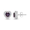Thumbnail Image 3 of Heart-Shaped Lab-Created Alexandrite & White Lab-Created Sapphire Stud Earrings Sterling Silver