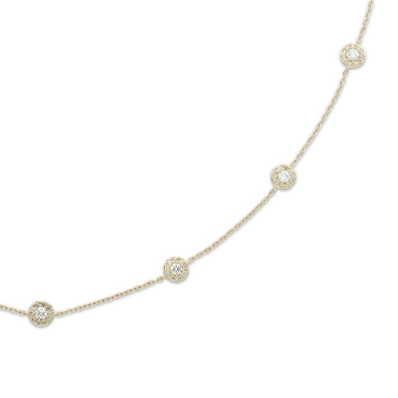 Main Image 2 of Diamond Halo Station Necklace 2 ct tw 14K Yellow Gold 18"