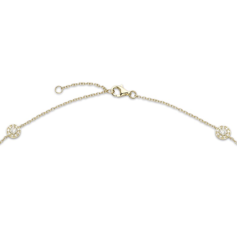Main Image 3 of Diamond Halo Station Necklace 2 ct tw 14K Yellow Gold 18"