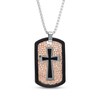 Thumbnail Image 1 of Men's Cross Dog Tag Necklace Stainless Steel with Black & Rose Ion Plating 24"