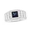 Thumbnail Image 1 of Men's Square-Cut Lab-Created Alexandrite & Diamond Ring 5/8 ct tw 10K White Gold