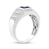 Thumbnail Image 2 of Men's Square-Cut Lab-Created Alexandrite & Diamond Ring 5/8 ct tw 10K White Gold