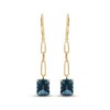 Thumbnail Image 2 of Cirari Couture Emerald-Cut London Blue Topaz Chain Drop Earrings 14K Yellow Gold