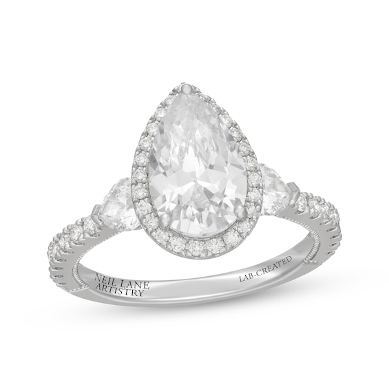 Neil Lane Artistry Pear-Shaped Lab-Grown Diamond Halo Engagement Ring 2-7/8 ct tw 14K White Gold