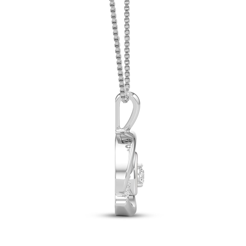 Main Image 2 of White Lab-Created Sapphire Cancer Zodiac Symbol Necklace Sterling Silver & 10K Yellow Gold 18"