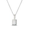 Thumbnail Image 3 of Emerald-Cut Lab-Created Opal & White Lab-Created Sapphire Hidden Halo Necklace Sterling Silver 18"