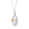 Thumbnail Image 2 of Memories Moments Magic Diamond Three-Stone "Mom" Necklace 1/2 ct tw Sterling Silver & 10K Yellow Gold 18"