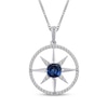 Thumbnail Image 1 of Blue & White Lab-Created Sapphire Star Circle Necklace Sterling Silver 18"