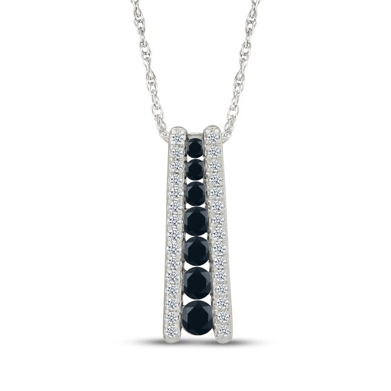 Black & White Diamond Ladder Necklace 1/2 ct tw Sterling Silver 18"