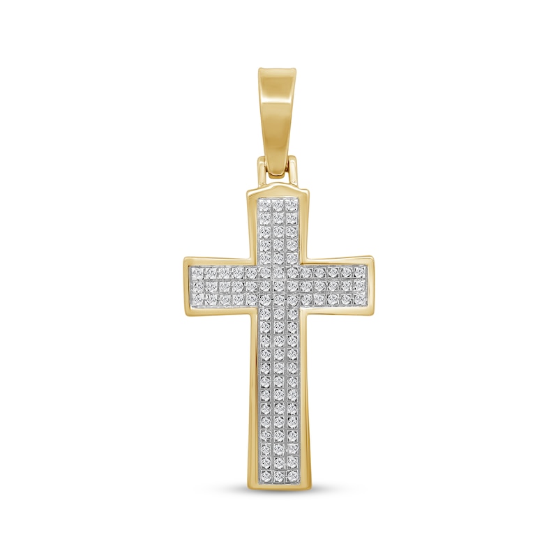 Main Image 1 of Men's Multi-Diamond Cross Charm 1/3 ct tw 10K Yellow Gold