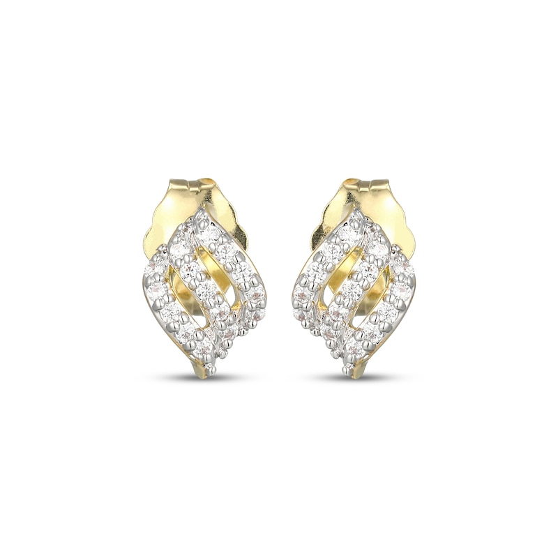 Main Image 2 of Diamond Flame-Shaped Stud Earrings 1/8 ct tw 10K Yellow Gold