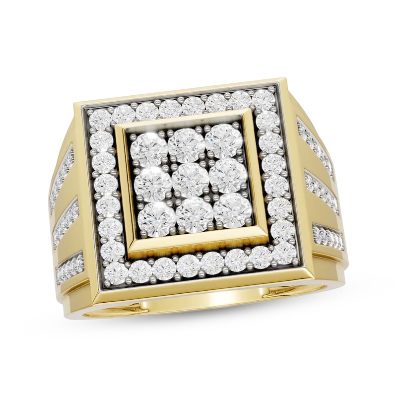 Main Image 1 of Men's Multi-Diamond Square Frame Ring 1-1/4 ct tw 10K Yellow Gold