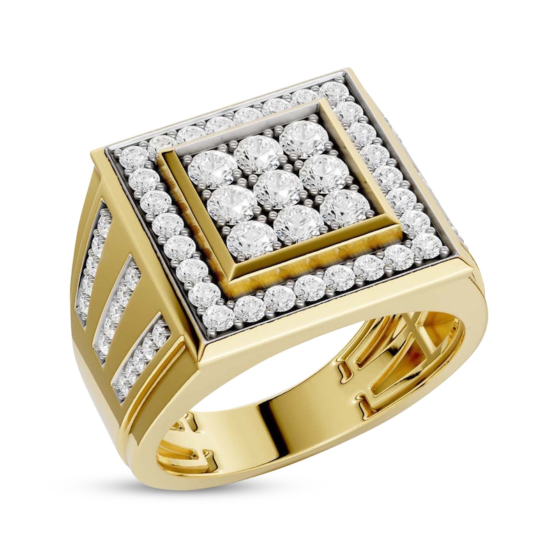 Main Image 2 of Men's Multi-Diamond Square Frame Ring 1-1/4 ct tw 10K Yellow Gold