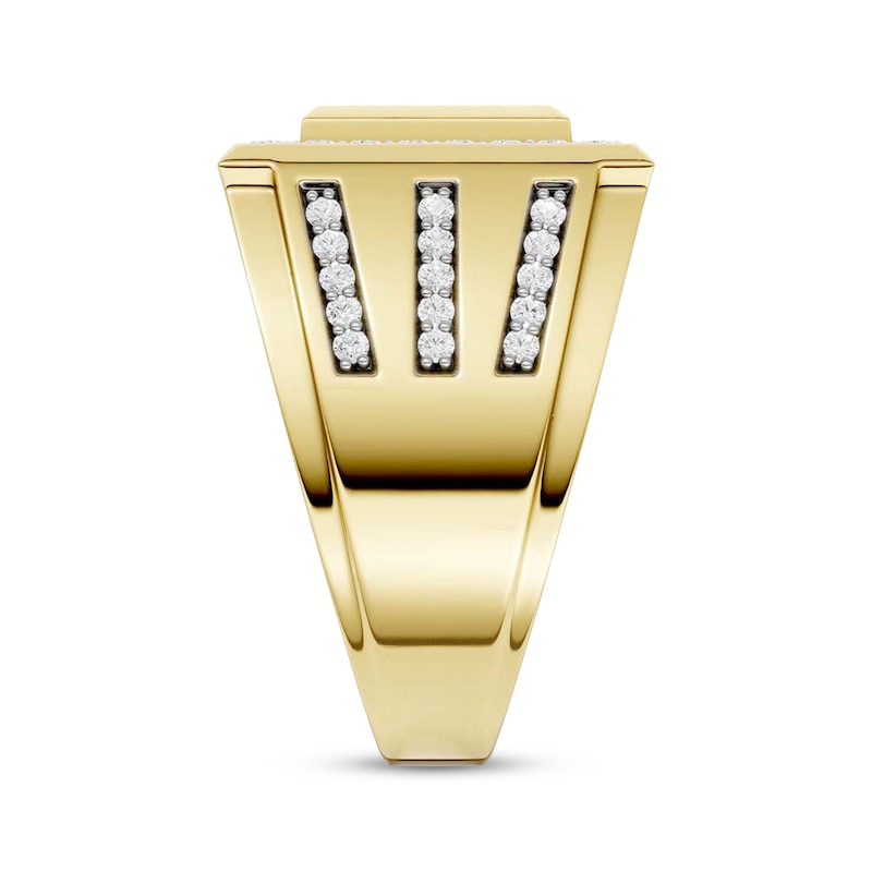 Main Image 3 of Men's Multi-Diamond Square Frame Ring 1-1/4 ct tw 10K Yellow Gold