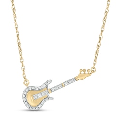Diamond Guitar Necklace 1/20 ct tw 10K Yellow Gold 18"