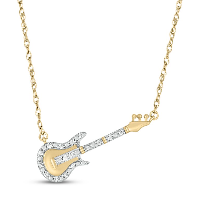 Main Image 1 of Diamond Guitar Necklace 1/20 ct tw 10K Yellow Gold 18"