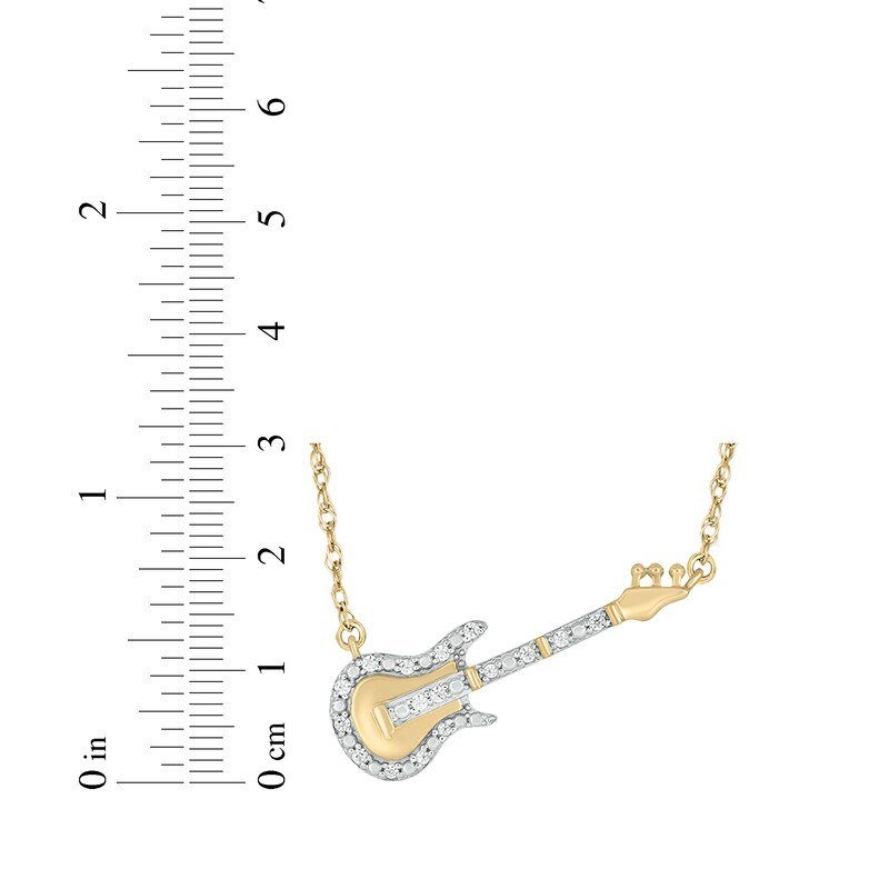 Main Image 3 of Diamond Guitar Necklace 1/20 ct tw 10K Yellow Gold 18"