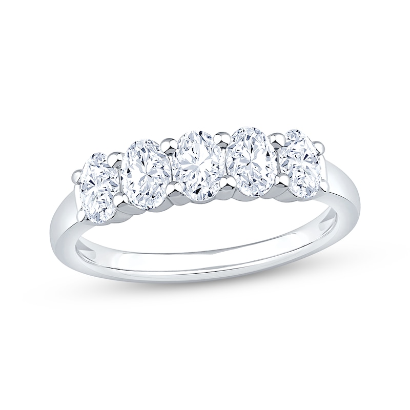 Main Image 1 of Adore Lab-Grown Diamonds Oval-Cut Five-Stone Anniversary Ring 1 ct tw 14K White Gold