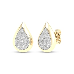 Lab-Grown Diamond Multi-Stone Teardrop Stud Earrings 1/3 ct tw 24K Yellow Gold Vermeil Sterling Silver