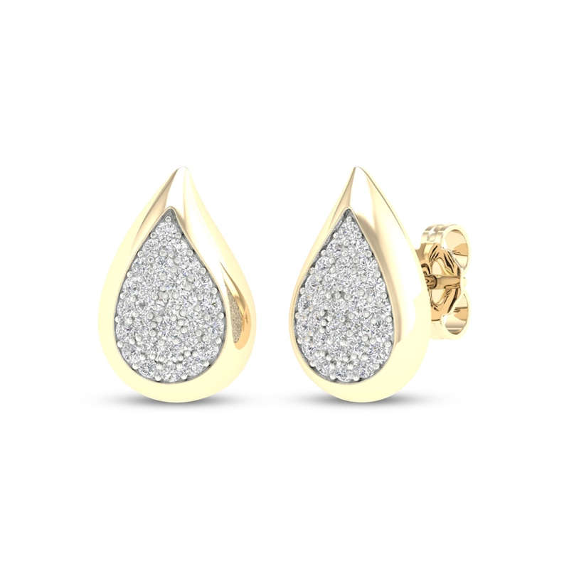 Main Image 1 of Lab-Grown Diamond Multi-Stone Teardrop Stud Earrings 1/3 ct tw 24K Yellow Gold Vermeil Sterling Silver
