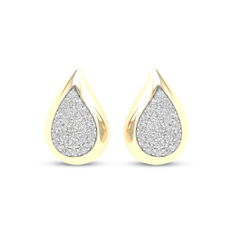 Main Image 2 of Lab-Grown Diamond Multi-Stone Teardrop Stud Earrings 1/3 ct tw 24K Yellow Gold Vermeil Sterling Silver