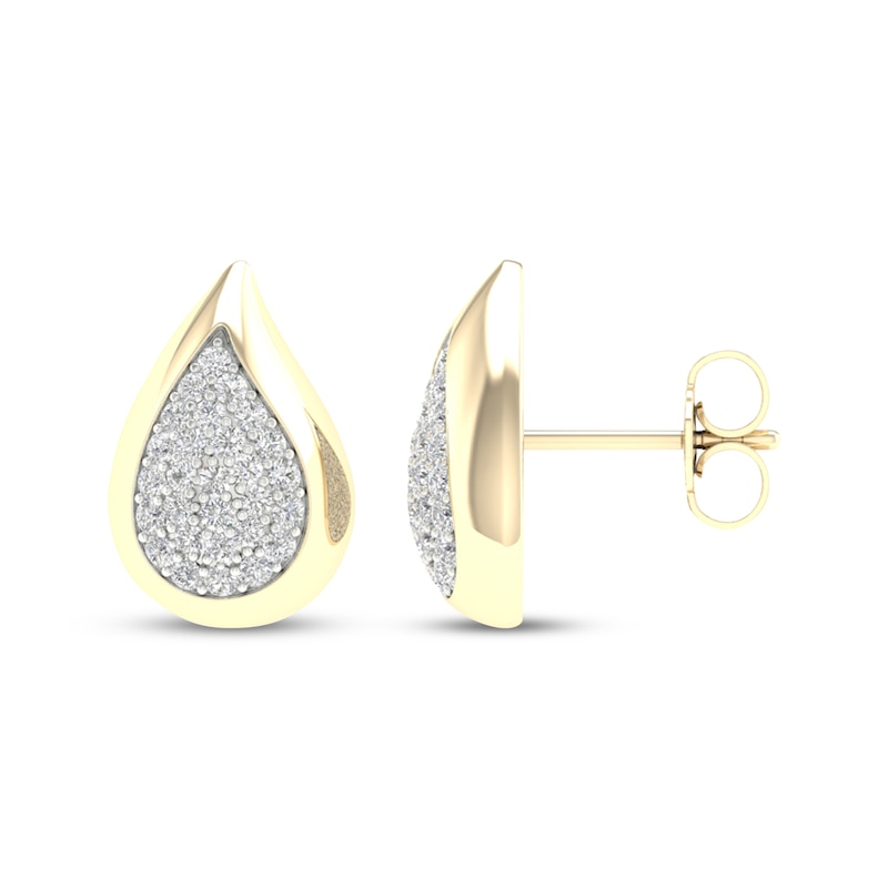Main Image 3 of Lab-Grown Diamond Multi-Stone Teardrop Stud Earrings 1/3 ct tw 24K Yellow Gold Vermeil Sterling Silver