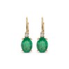 Thumbnail Image 2 of Oval-Cut Natural Emerald & Diamond Earrings 1/20 ct tw 10K Yellow Gold