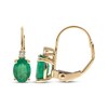 Thumbnail Image 3 of Oval-Cut Natural Emerald & Diamond Earrings 1/20 ct tw 10K Yellow Gold