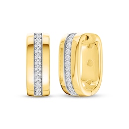Lab-Grown Diamond Angled Hoop Earrings 1/4 ct tw 24K Yellow Gold Vermeil Sterling Silver