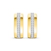 Thumbnail Image 2 of Lab-Grown Diamond Angled Hoop Earrings 1/4 ct tw 24K Yellow Gold Vermeil Sterling Silver