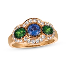 Le Vian Tanzanite & Chrome Diopside Ring 1/3 ct tw Diamonds 14K Strawberry Gold